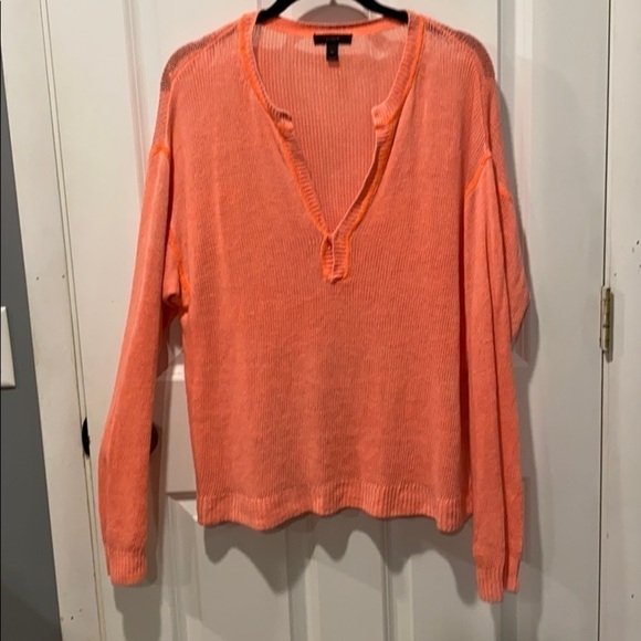 J Crew Linen Loose Knit Henley - Picture 1 of 11
